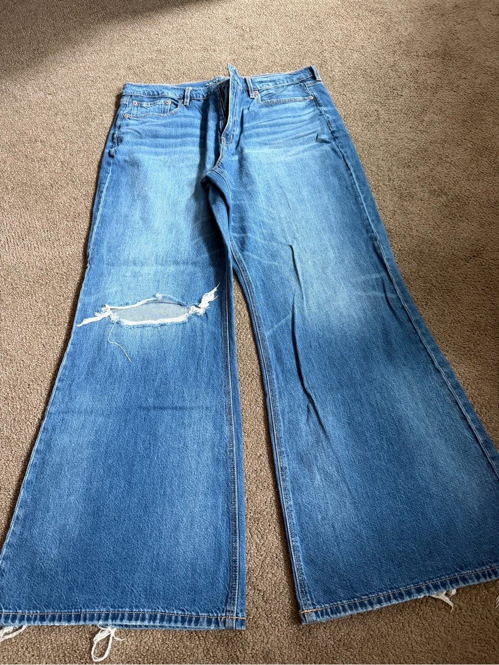 American Eagle Strigid  Blue Distressed Jeans 14 Regular- Flair